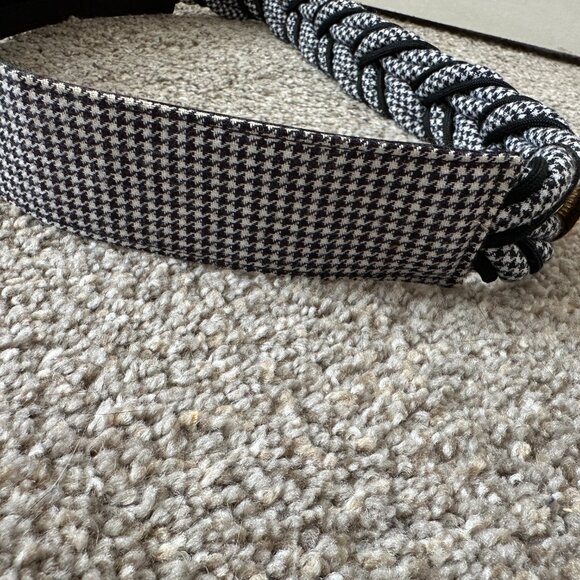 Vintage 80s Ginnie Johansen Designs Black & White Houndstooth Braided Belt USA main image 8